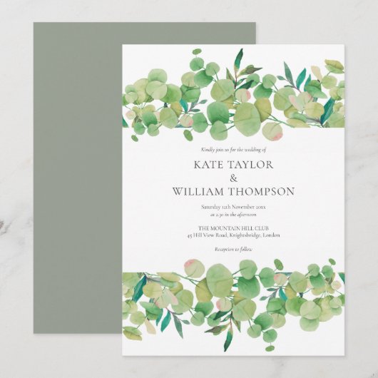 Eucalyptus slinger bruiloft decoratie kaart (Voorkant / Achterkant)