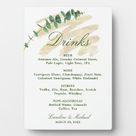 Eucalyptus, Smaragd en Gouden Drinken Menu Fotoplaat