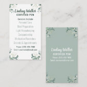 Eucalyptus Soft Green Personal Support Worker Visitekaartje (Voorkant / Achterkant)