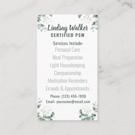 Eucalyptus Soft Green Personal Support Worker Visitekaartje