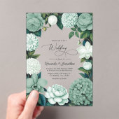 Eucalyptus Soft, Mint Frost & Snowdrop Wedding Acryl Uitnodigingen (Insitu (Draagbaar))