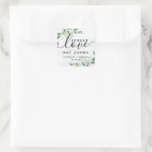 Eucalyptus Spread Love Not Germs Hand Sanitizer Sq Vierkante Sticker (Tas)