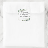 Eucalyptus Spread Love Not Germs Hand Sanitizer Sq Vierkante Sticker (Tas)