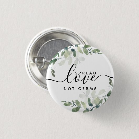 Eucalyptus Spread Love Not Germs Ronde Button 3,2 Cm (Voorkant /achterkant)
