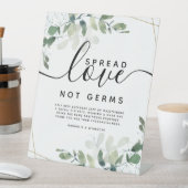 Eucalyptus Spread Love Not Germs Wedding Pedestal Reclamebord Met Voetstuk (Insitu)