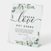 Eucalyptus Spread Love Not Germs Wedding Pedestal Reclamebord Met Voetstuk (Voorkant)