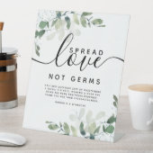 Eucalyptus Spread Love Not Germs Wedding Reclamebord Met Voetstuk (Insitu)
