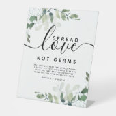 Eucalyptus Spread Love Not Germs Wedding Reclamebord Met Voetstuk (Voorkant)
