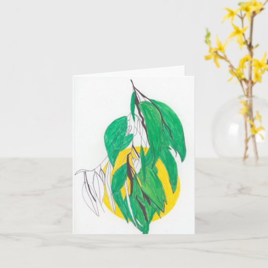 Eucalyptus Sprig Greeting Card Kaart (Gele Bloem)