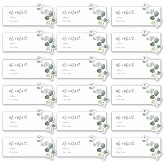 Eucalyptus Sprig Guest Adresetiketten Sticker (Voorkant)
