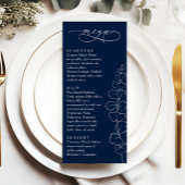 Eucalyptus Spring Navy Blue Wedding Dinner Menu