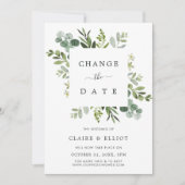 Eucalyptus Square Wreatswijziging Datum huwelijk Kaart (Voorkant)