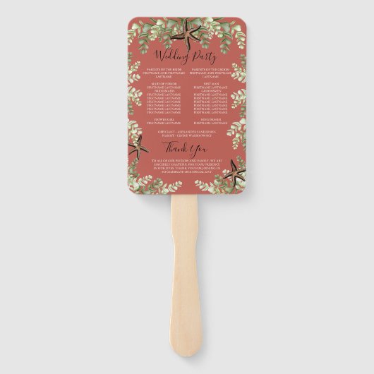 Eucalyptus Starfish Herfst Autumn terracotta Handwaaier (Achterkant)