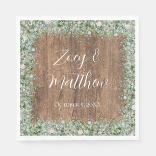 Eucalyptus Stof Roze Servetten   Groene Bloemen
