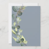 Eucalyptus Stoffig Blauw Salie Groen Goud Bruiloft Kaart (Achterkant)