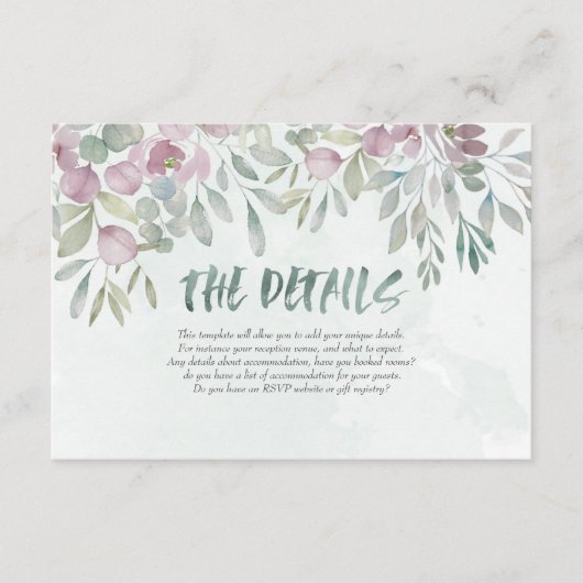 Eucalyptus stoffig blauw waterverf groen informatiekaartje (Voorkant)