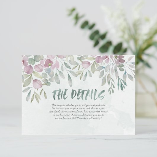 Eucalyptus stoffig blauw waterverf groen informatiekaartje (Staand voorkant)