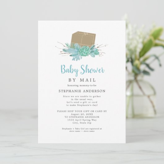 Eucalyptus Succulent Baby shower per post Kaart (Staand voorkant)