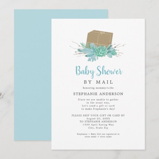 Eucalyptus Succulent Baby shower per post Kaart (Voorkant / Achterkant)