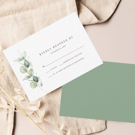 Eucalyptus Succulent Bruiloft RSVP Kaart Notitiekaartje