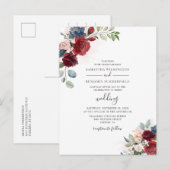 Eucalyptus Succulent Burgundy Floral Wedding Uitnodiging Briefkaart (Voorkant / Achterkant)