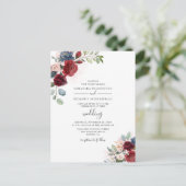 Eucalyptus Succulent Burgundy Floral Wedding Uitnodiging Briefkaart (Staand voorkant)
