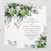 Eucalyptus Succulent Elegant Boho groen bruiloft Kaart (Voorkant / Achterkant)