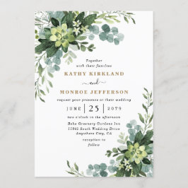 Eucalyptus Succulent Elegant Boho groen bruiloft Kaart