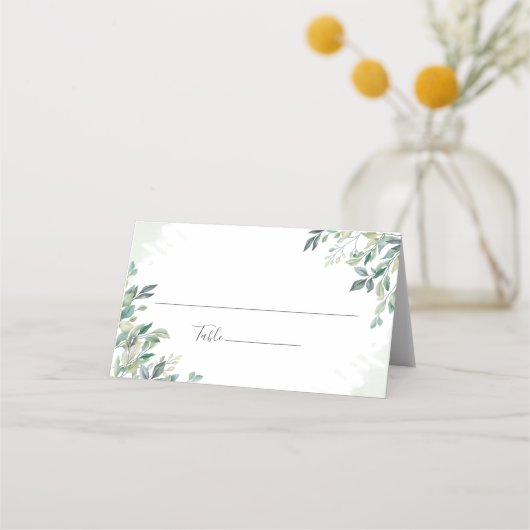 Eucalyptus Succulent Geometric Lijst Wedding Plaatskaartje (Voorkant)