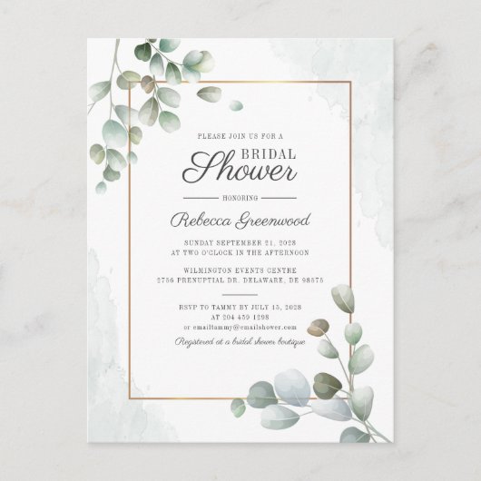 Eucalyptus Succulent Geometrisch Vrijgezellenfeest Uitnodiging Briefkaart (Voorkant)