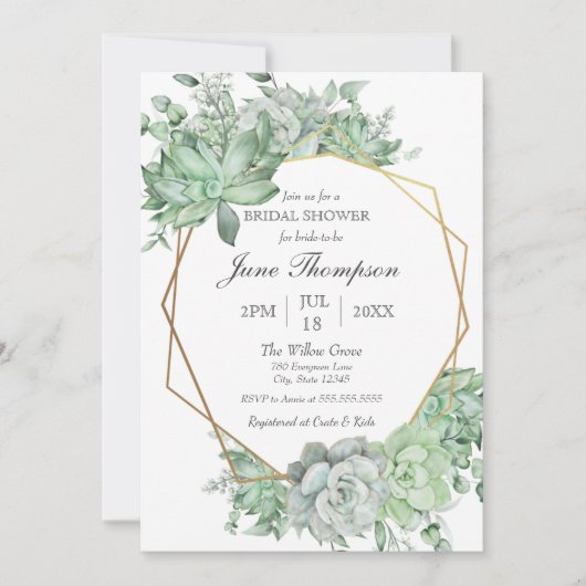 Eucalyptus Succulent Greenerent Border Vrijgezelle Kaart (Voorkant)