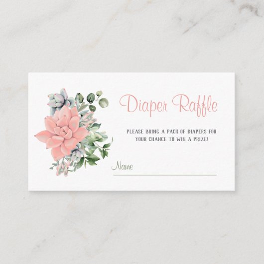 Eucalyptus Succulent Greenery Diaper Raffle Game Informatiekaartje (Voorkant)