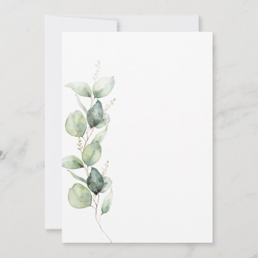 Eucalyptus Succulent Waterverf Botanische bruiloft Kaart (Achterkant)