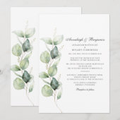 Eucalyptus Succulent Waterverf Botanische bruiloft Kaart (Voorkant / Achterkant)