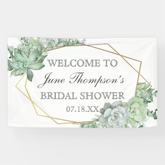 Eucalyptus Succulente Groene Rand Bruidsdouche Spandoek (Horizontaal)