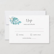 Eucalyptus + succulente maaltijd keuze RSVP-kaart