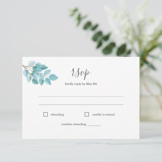 Eucalyptus + succulente maaltijd keuze RSVP-kaart RSVP Kaartje (Staand voorkant)