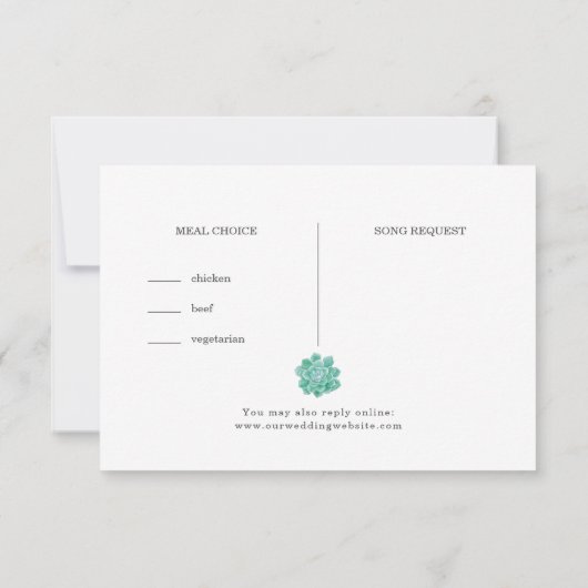 Eucalyptus + succulente maaltijd keuze RSVP-kaart RSVP Kaartje (Achterkant)