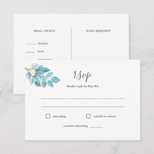 Eucalyptus + succulente maaltijd keuze RSVP-kaart RSVP Kaartje (Voorkant / Achterkant)