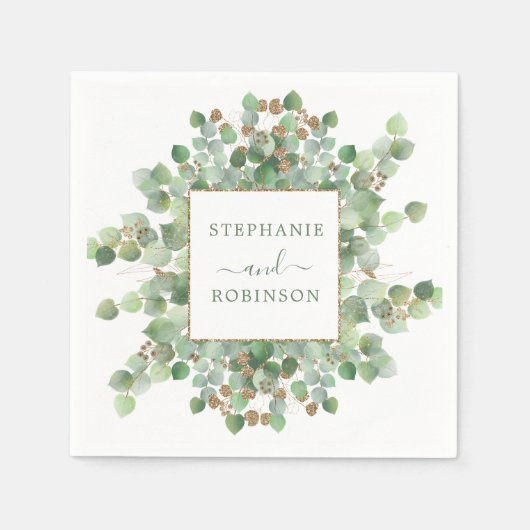 Eucalyptus Summer Greenery Wedding Servet (Voorkant)