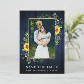 Eucalyptus Sunflower Blue Wood behalve datum Kaart (Staand voorkant)