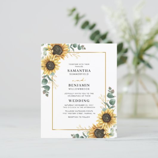 Eucalyptus Sunflower Botanical Weditation Invitati (Staand voorkant)