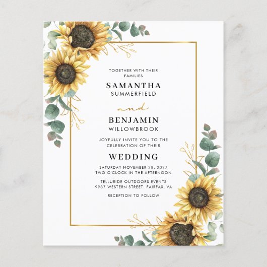 Eucalyptus Sunflower Botanical Weditation Invitati (Voorkant)