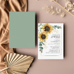 Eucalyptus Sunflower Bridal Shower Invitation Kaart<br><div class="desc">Creëer een moderne Sunflower Floral Script Bridal Shower-uitnodigkaart met deze leuke sjabloon met prachtige rustige floral bouquet met moderne eenvoudige typografie. TIP: Overeenkomende trouwsuite-kaarten zoals RSVP,  trouwprogramma's,  banners,  tapestry,  cadeaubonnen,  labels,  borden en andere bruiloft-keepsakes en -godies zijn beschikbaar in het collectie hieronder met dit ontwerp.</div>