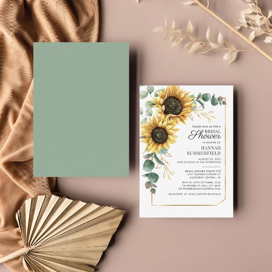 Eucalyptus Sunflower Bridal Shower Invitation Kaart