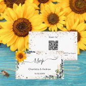 Eucalyptus sunflower bruiloft website RSVP QR code Informatiekaartje