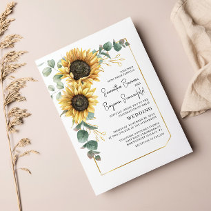 Eucalyptus Sunflower Budget Weduwuitnodiging Flyer