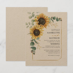 Eucalyptus Sunflower Floral Botanical Weddenschap Kaart