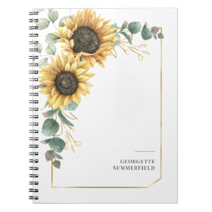 Eucalyptus Sunflower Floral Geometric Notitieboek