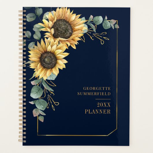 Eucalyptus Sunflower Floral Geometric Planner (Voorkant)